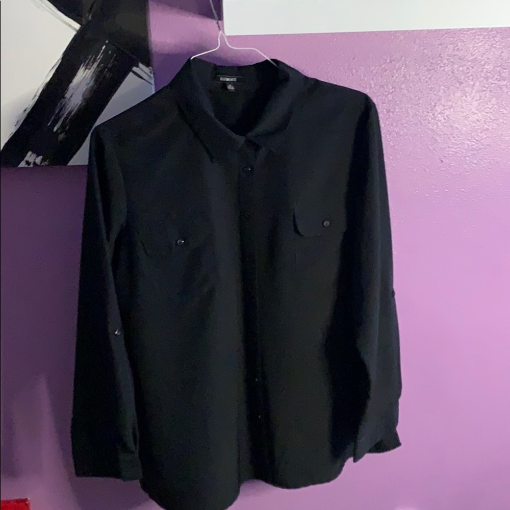 Elements black long sleeve polyester blouse